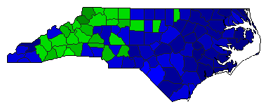 1972 North Carolina County Map of Republican Primary Election Results for Governor