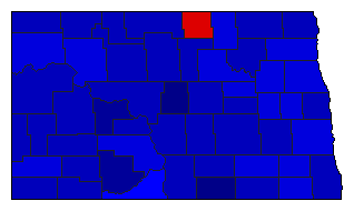 1972 North Dakota County Map of General Election Results for President