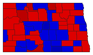 1972 North Dakota County Map of General Election Results for Governor