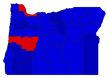 1972 Oregon County Map of General Election Results for Senator