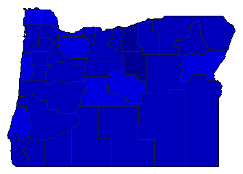 1972 Oregon County Map of General Election Results for Secretary of State