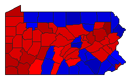 1972 Pennsylvania County Map of General Election Results for State Auditor