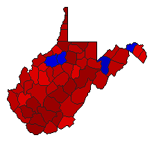1972 West Virginia County Map of General Election Results for Senator