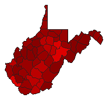 1972 West Virginia County Map of Democratic Primary Election Results for Governor