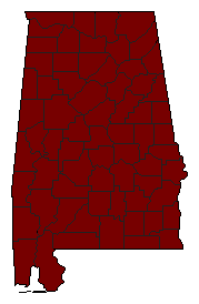 1974 Alabama County Map of General Election Results for Senator