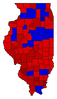1974 Illinois County Map of General Election Results for Senator