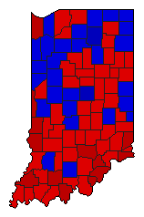 1974 Indiana County Map of General Election Results for State Treasurer