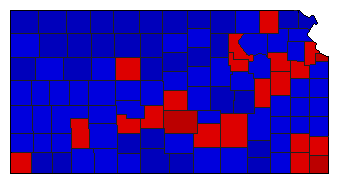 1974 Kansas County Map of General Election Results for Senator