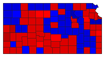 1974 Kansas County Map of General Election Results for Governor