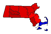 1974 Massachusetts County Map of General Election Results for Governor