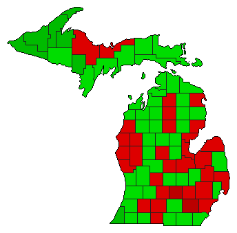 1974 Michigan County Map of General Election Results for Referendum