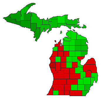 1974 Michigan County Map of General Election Results for Initiative