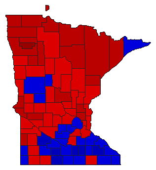 1974 Minnesota County Map of General Election Results for State Auditor