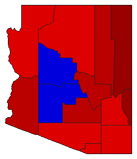 1974 Arizona County Map of General Election Results for Secretary of State