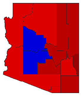 1974 Arizona County Map of General Election Results for State Treasurer