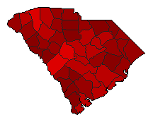 1974 South Carolina County Map of General Election Results for Comptroller General