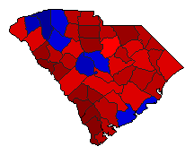 1974 South Carolina County Map of General Election Results for Lt. Governor