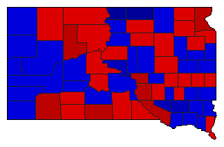 1974 South Dakota County Map of General Election Results for State Treasurer