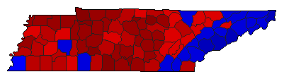 1974 Tennessee County Map of General Election Results for Governor