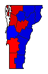 1974 Vermont County Map of General Election Results for Senator
