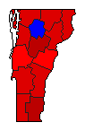 1974 Vermont County Map of General Election Results for Governor