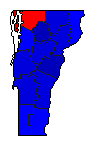 1974 Vermont County Map of General Election Results for Secretary of State