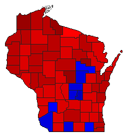 1974 Wisconsin County Map of General Election Results for State Treasurer