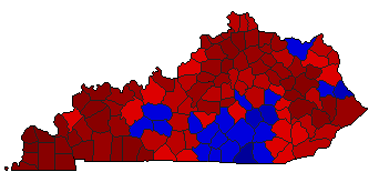 1975 Kentucky County Map of General Election Results for Governor