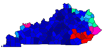 1975 Kentucky County Map of Republican Primary Election Results for Governor