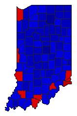 1976 Indiana County Map of General Election Results for Senator