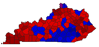 1976 Kentucky County Map of General Election Results for President