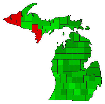 1976 Michigan County Map of General Election Results for Initiative