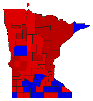 1976 Minnesota County Map of General Election Results for President