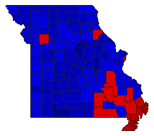 1976 Missouri County Map of General Election Results for Senator