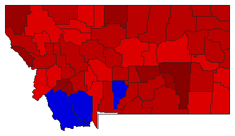1976 Montana County Map of General Election Results for Senator