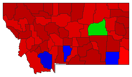 1976 Montana County Map of General Election Results for Governor