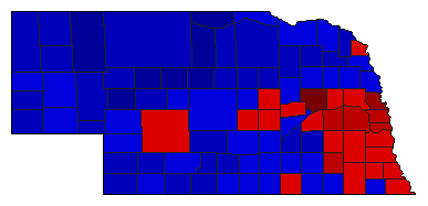 1976 Nebraska County Map of General Election Results for Senator