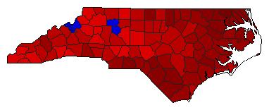 1976 North Carolina County Map of General Election Results for Governor