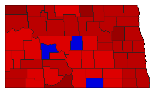1976 North Dakota County Map of General Election Results for Senator