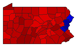 1976 Pennsylvania County Map of Democratic Primary Election Results for Senator