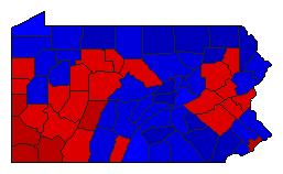 1976 Pennsylvania County Map of General Election Results for State Treasurer