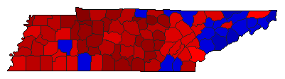 1976 Tennessee County Map of General Election Results for President