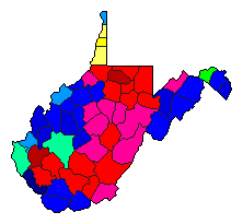 1976 West Virginia County Map of Democratic Primary Election Results for Secretary of State