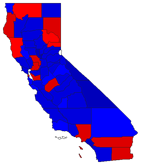 1976 California County Map of General Election Results for Senator