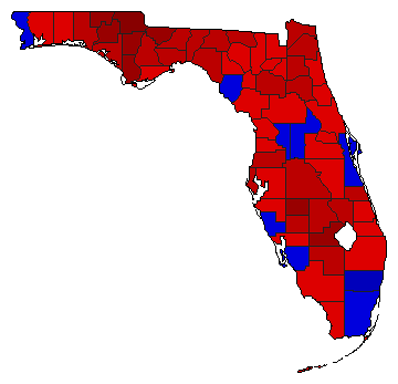 1978 Florida County Map of Democratic Runoff Election Results for Governor