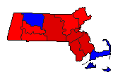 1978 Massachusetts County Map of Democratic Primary Election Results for Governor