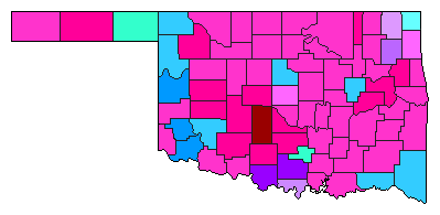 1978 Oklahoma County Map of Democratic Primary Election Results for Lt. Governor