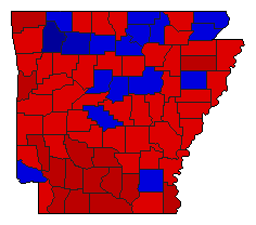 1978 Arkansas County Map of Democratic Runoff Election Results for Senator