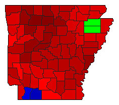 1978 Arkansas County Map of Democratic Primary Election Results for Governor