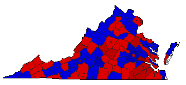 1978 Virginia County Map of General Election Results for Senator